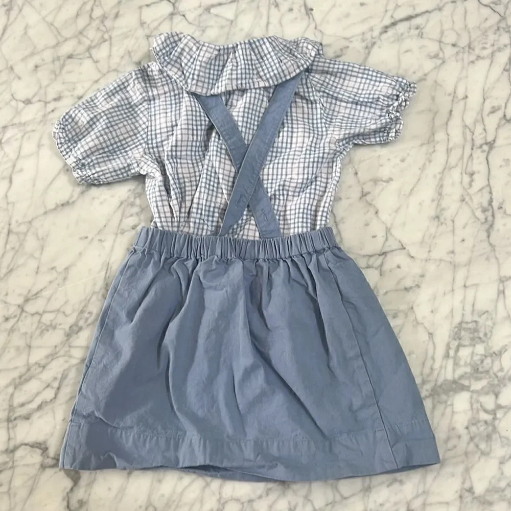 Maison Me Girl's Pinafore Dress with matching shirt Size 4/5